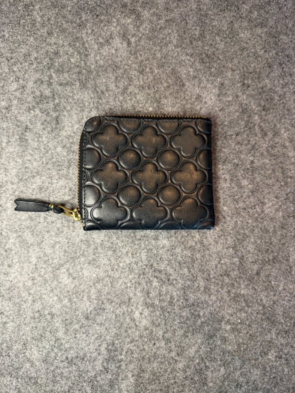 Comme des Garçons Embossed Leather Zip Wallet Black Made in Spain Designer - Picture 3 of 8